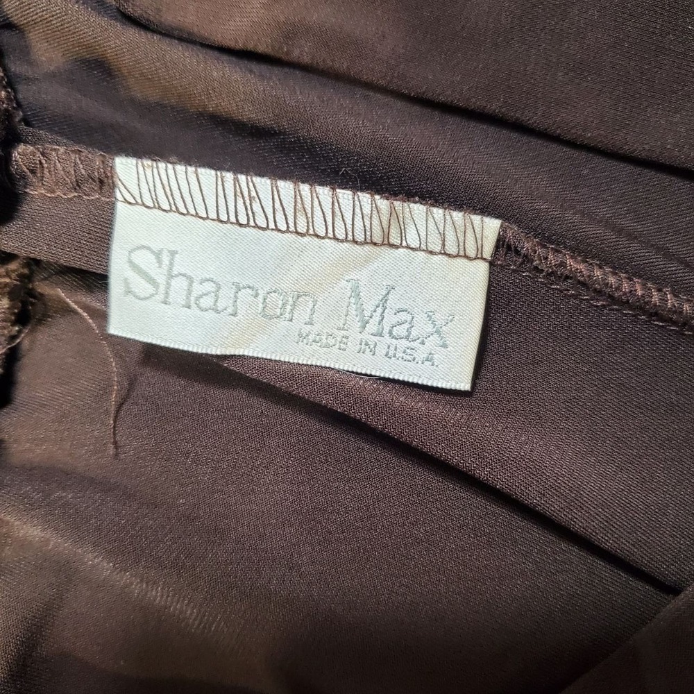 Sharon Max Palazzo Pants Womens Medium Brown Wide Leg Flowy High Waist Boho - Picture 3 of 8